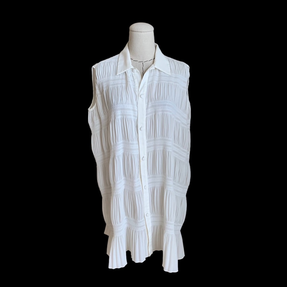 Vintage 90s y2k Vivienne Tam White Pleated Tunic Top Dress Miyake
